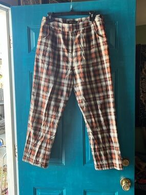 Sugarlips Plaid Ankle Pants in Orange, Black and White